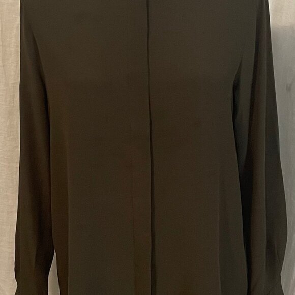 Iris & Ink 100% Silk Blouse - UK 10 / US 6 - Dark Olive Green - Picture 4 of 5
